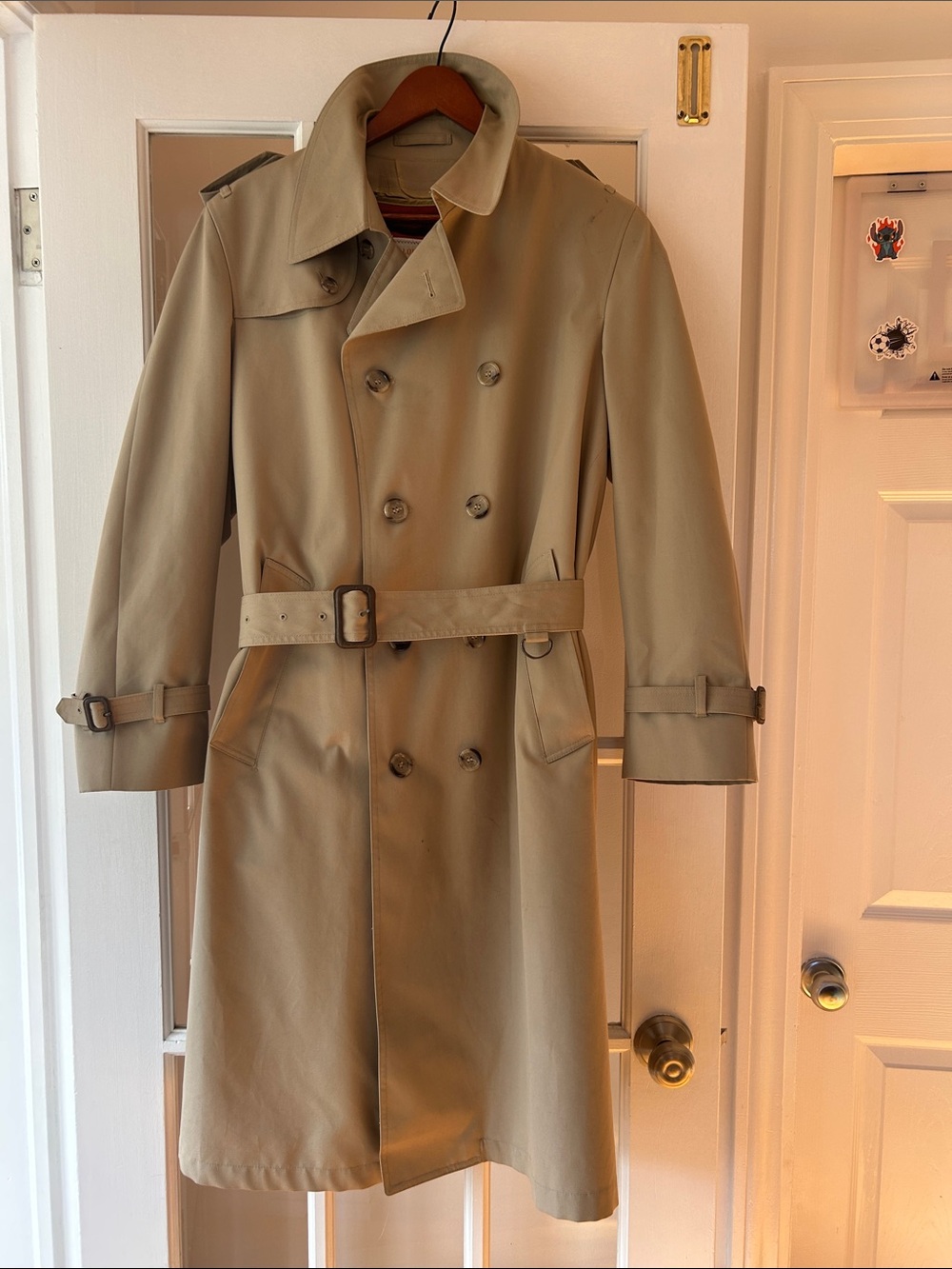 London Fog Vintage Tan Double-Breasted Trench Coat with removable winter lining